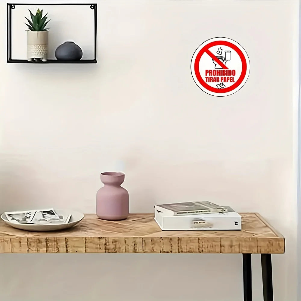 décoration murale graphique panneau signalétique wc poubelle interdiction rouge noir minimaliste