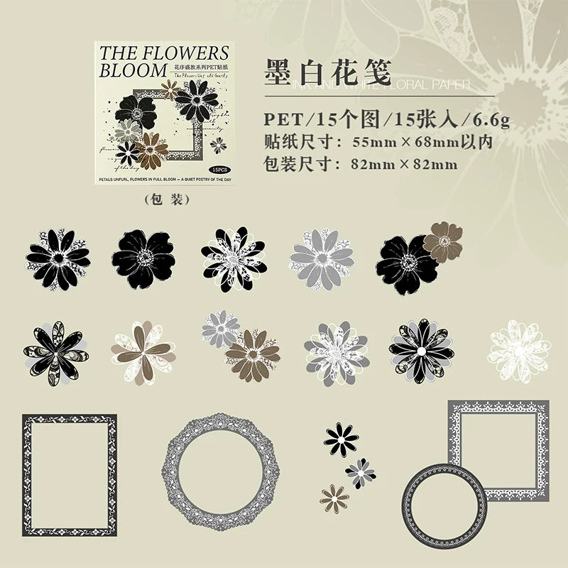 sticker vintage fleurs papillons dentelle scrapbooking journal deco transparent opaques
