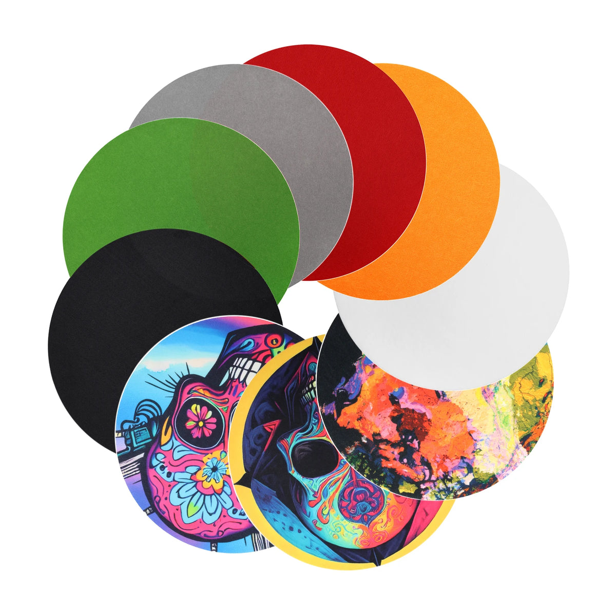 coasters antidérapants noirs blancs motifs crânes abstraits modernes graphiques