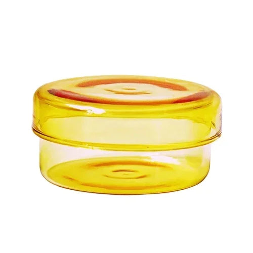 boîtes rangement verre transparentes modernes couleurs vert orange jaune rose clips papier respectueux environnement