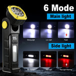 lampe frontale rechargeable led jaune noire aimantée rotation 90 degrés camping