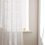 rideau moderne feuilles stylisées blanc transparent salon chambre coucher