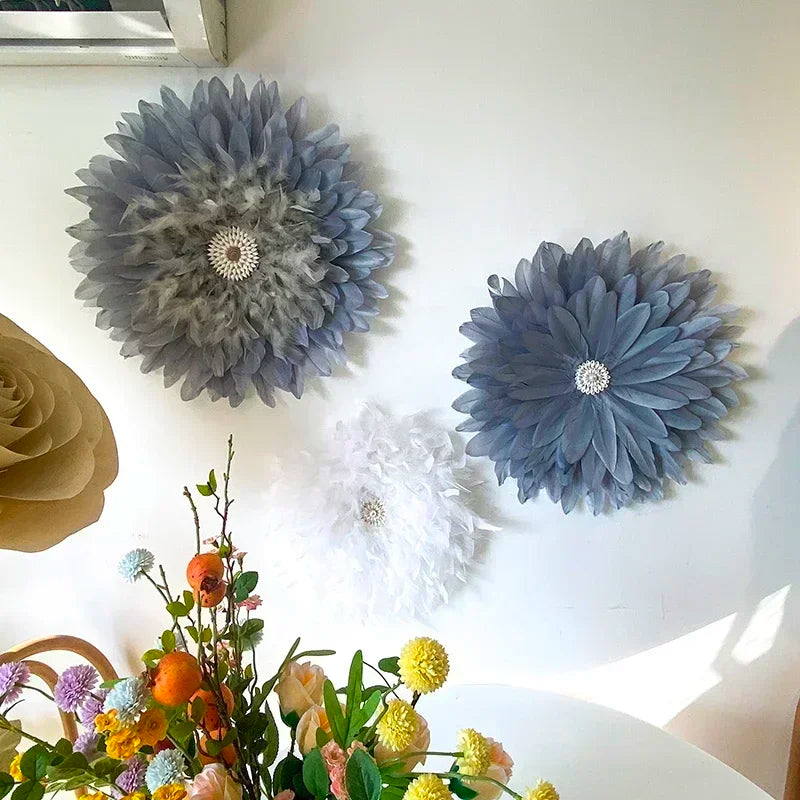 décoration murale fleurs artificielles rose clair moderne feuilles papier métal