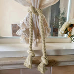 corde rideaux beige clair tissée rustique bohème adhésif franges tassel 86cm total length one