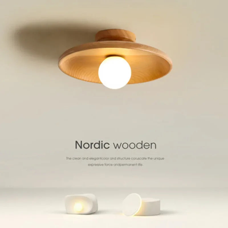 lampe moderne bois naturel finition polie éclairage intérieur tricolore led chambre couloir enfants