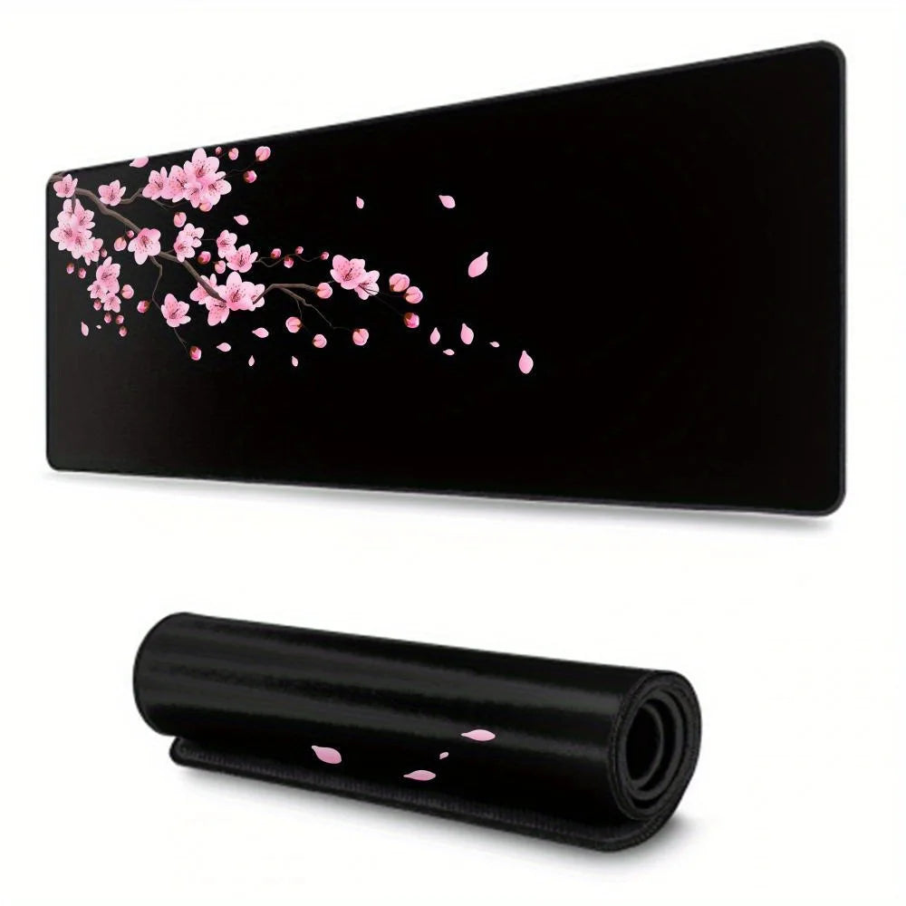 tapis souris noir fleurs cerisier antidérapant moderne durable jeu wash wipe