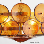 suspension lumineuse moderne élégante verre orange rond translucide chaîne métallique