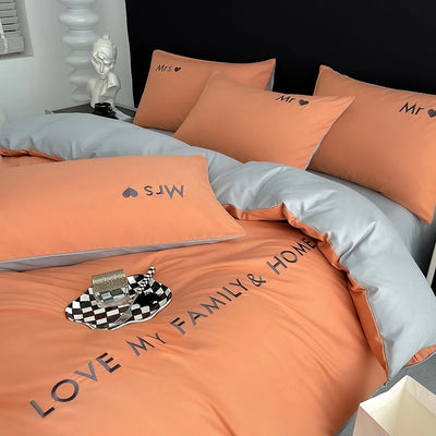 Parure de lit coton égyptien style nordique couleur blanche sur lit double