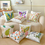 taie d'oreiller carrée fleur motif moderne polyester coton 45x45cm blanc