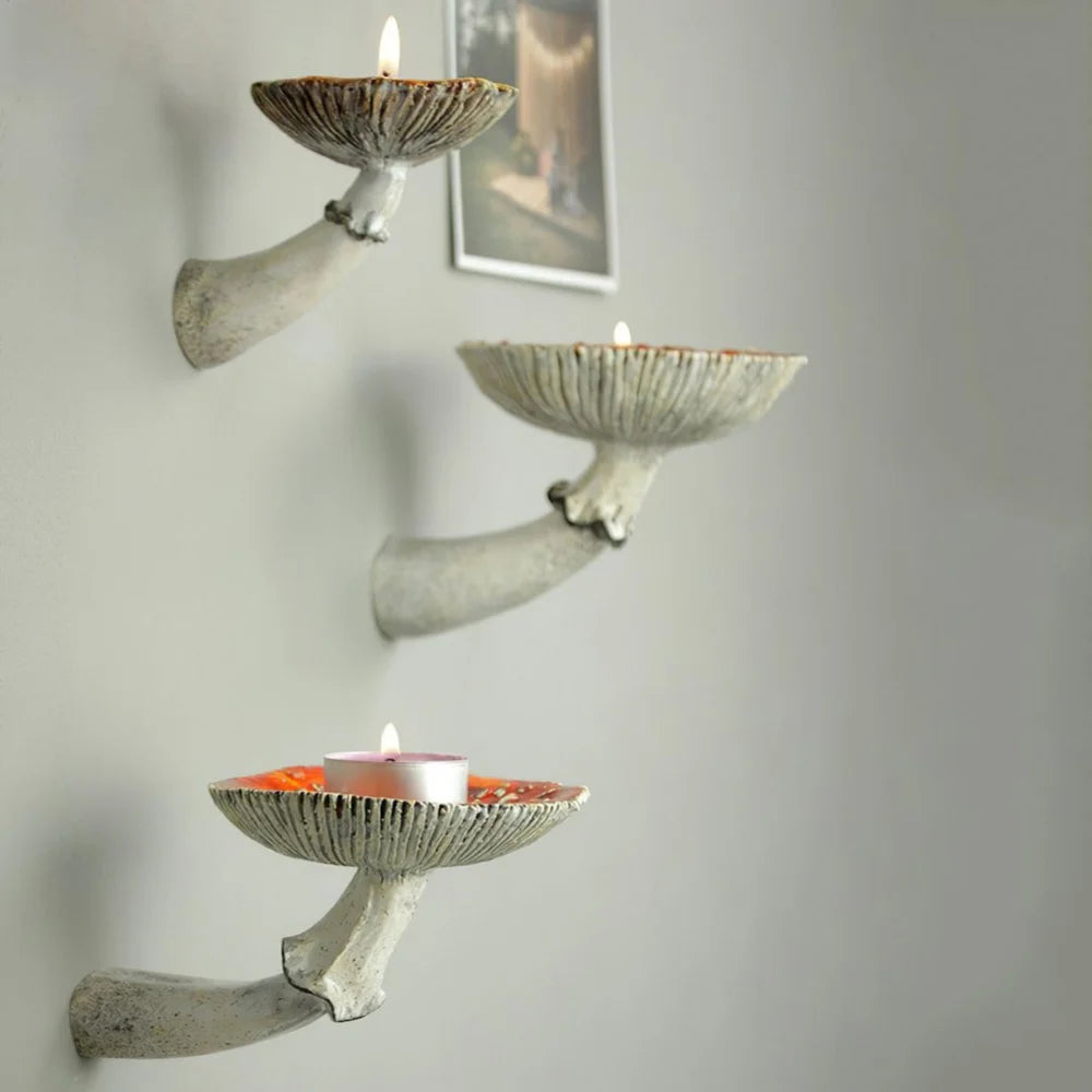 support mural objet rond texture champignon blanc rouge moderne naturel champêtre