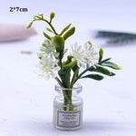 fleurs artificielles miniature verre transparent divers motifs floraux pot petite pierre étiquetteextérieur nature