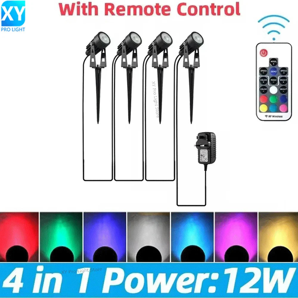 spots led jardin ip65 étanches noirs modernes télécommande adaptable echangement couleurextérieur abs