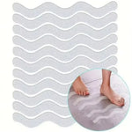 autocollants antidérapants blancs ondulés modernes adhésifs douche baignoire sécurité pvc opaques 134cm 2cm