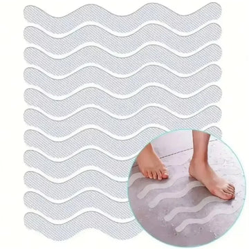 autocollants antidérapants blancs ondulés modernes adhésifs douche baignoire sécurité pvc opaques 134cm 2cm