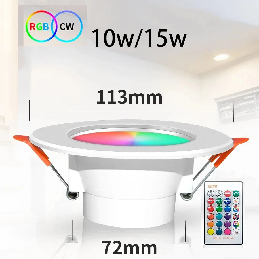 Spot LED moderne 10W 15W RGB CW télécommande encastré blanc translucide PVC