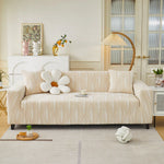 housse canapé moderne polyestère rayures horizontales beige gris clair lavable machine 90 300cm