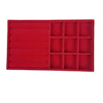 boîte bijoux velours rouge moderne plateau 21cm colliers boucles doreilles bracelet doré lunettes