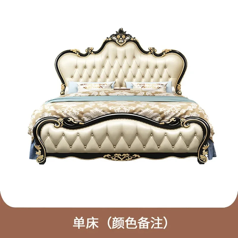 lit double bois classique beige doré tête lit tuftée chambre