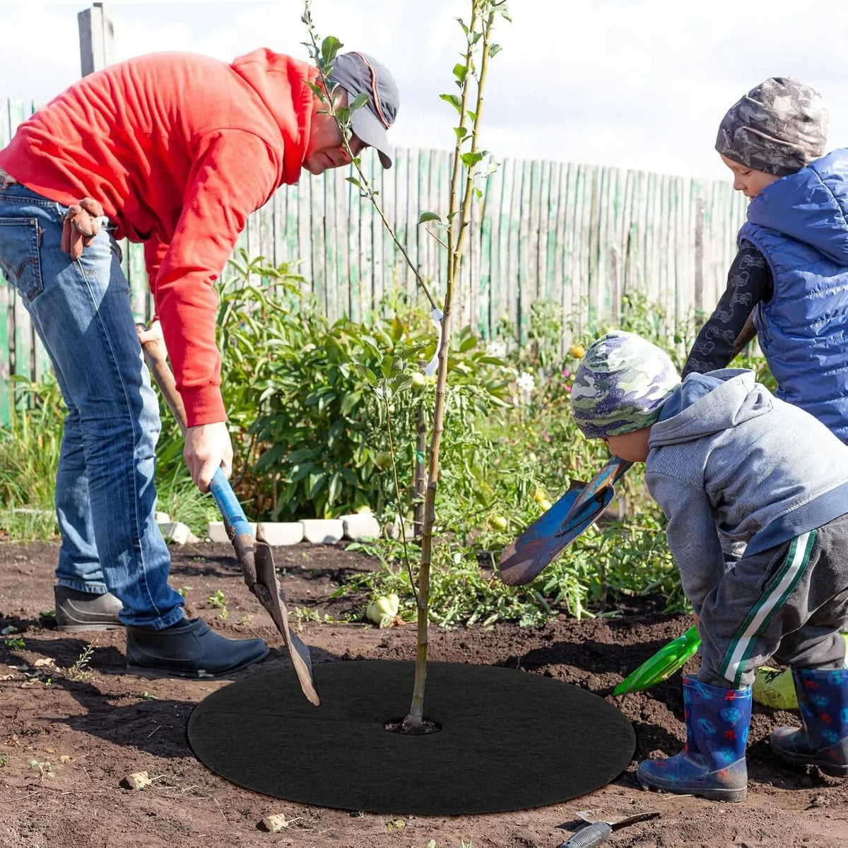 anneaux couverture arbre non tissés protection sol noir matière respirante outil jardin écologique pratique
