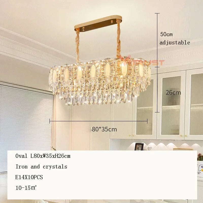lampe suspendue dorée cristal transparent classique chaîne métallique