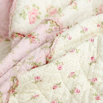 couverture coton patchwork fleurs rose feuilles vertes 150x200cm maison toutes saisons