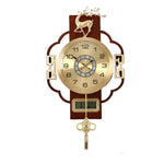 horloge murale décoration asiatique motif géométrique cadran analogique éléments décoratifs métal doré chambre salon