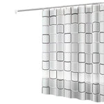 rideau douche moderne blanc motif carrés noirs respectueux environnement opaque