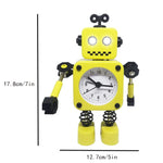 horloge robotique bleu jaune souriant vintage visage carré articulations batteries non fournies