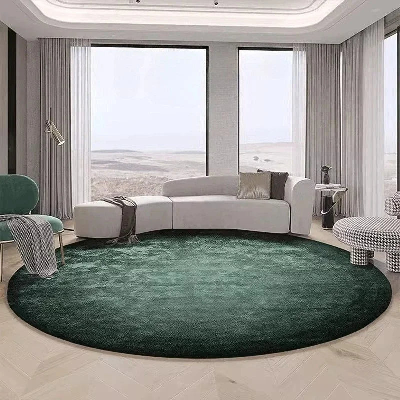 tapis rond vert foncé peluche douce moderne salon chambre extérieur salle bain 80x80cm 120x120cm