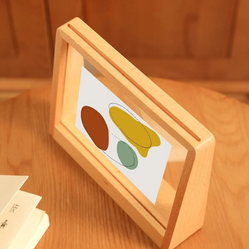 cadre photo moderne minimaliste bois clair imprimé graphique verre transparent maison 6pouces 7pouces