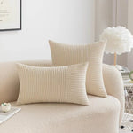 housses coussin patchwork moderne polyester coton beige rose gris vert rayures 45cm 1pc opaques