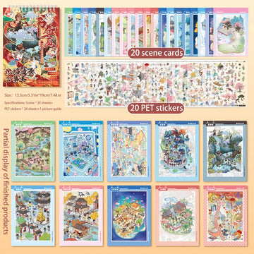 décoration multicolore art traditionnel chinois scènes miniatures personnages bâtiments rouleau peinture diy opacité fantaisie