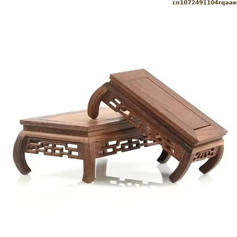 support plantes bois naturel gravures décoratives classique artisanal marron foncé