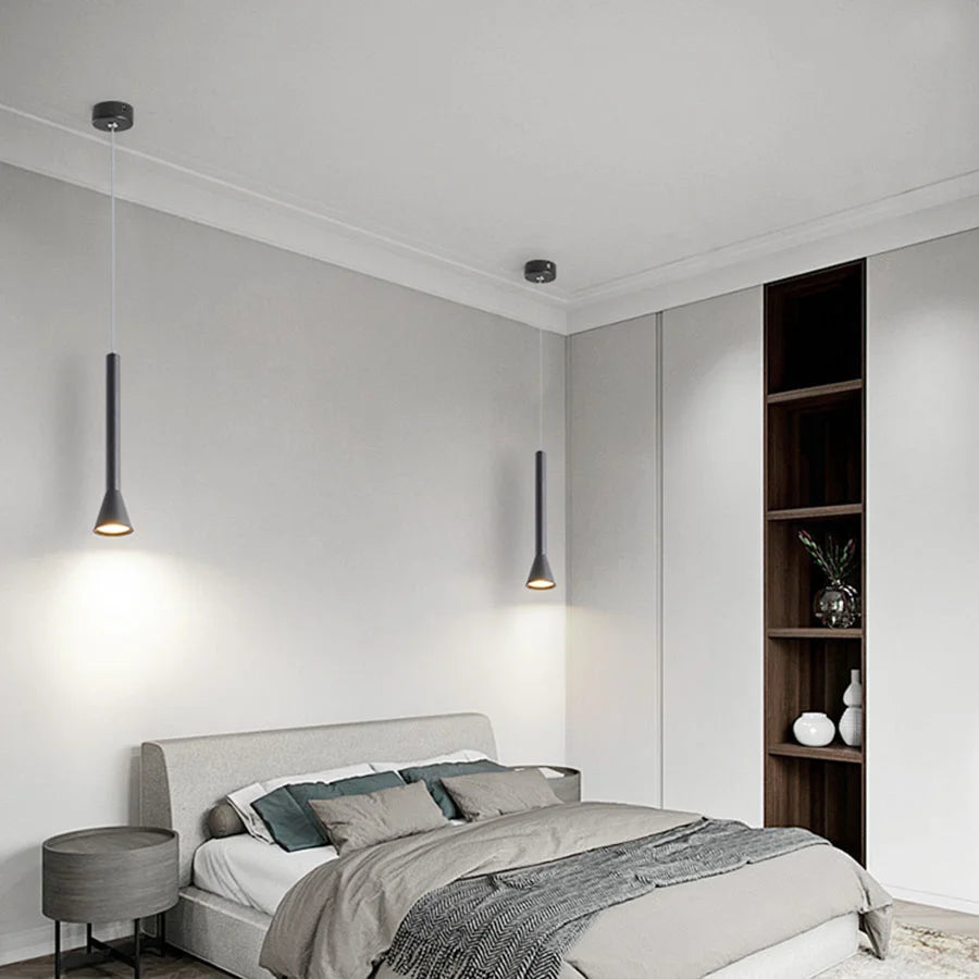Lampes suspendues modernes cylindriques cloche noir blanc minimaliste chambre salon étude