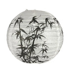 lanterne ronde papier peinture fleurs calligraphie clips métalliques diamètre 30cm blanc rouge vert