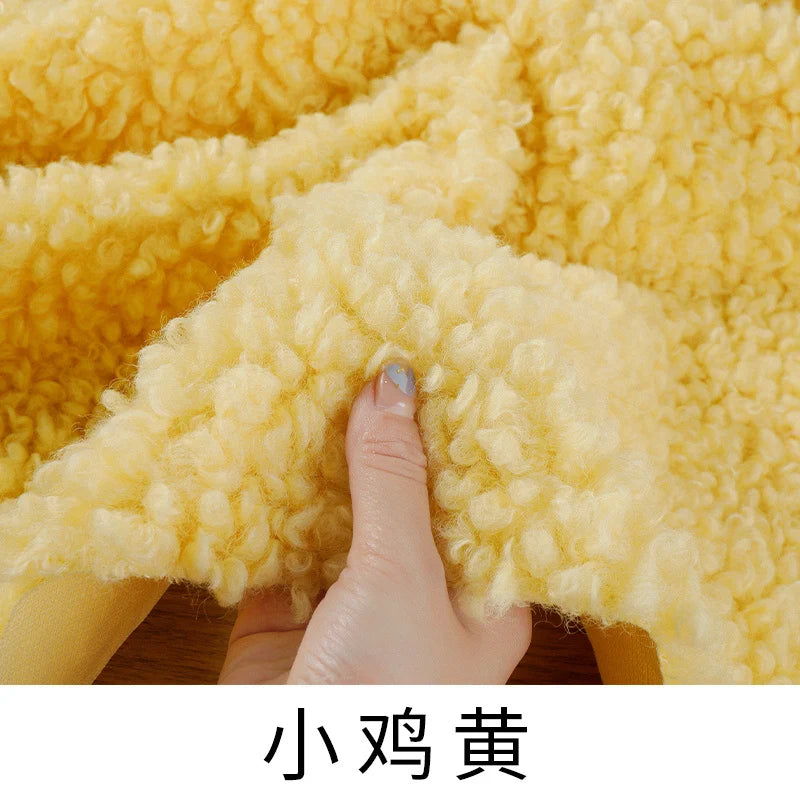 tissu bouclé imitation laine peluche beige bleu rose vert blanc poupée bricolage diy