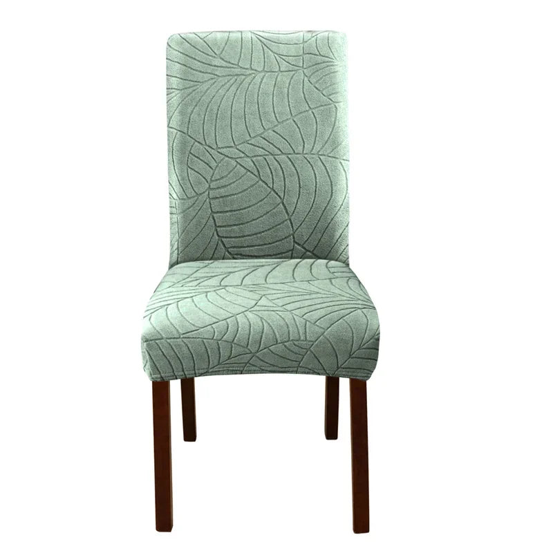 housse chaise velours motif feuilles extensible élastique fauteuil salle manger moderne