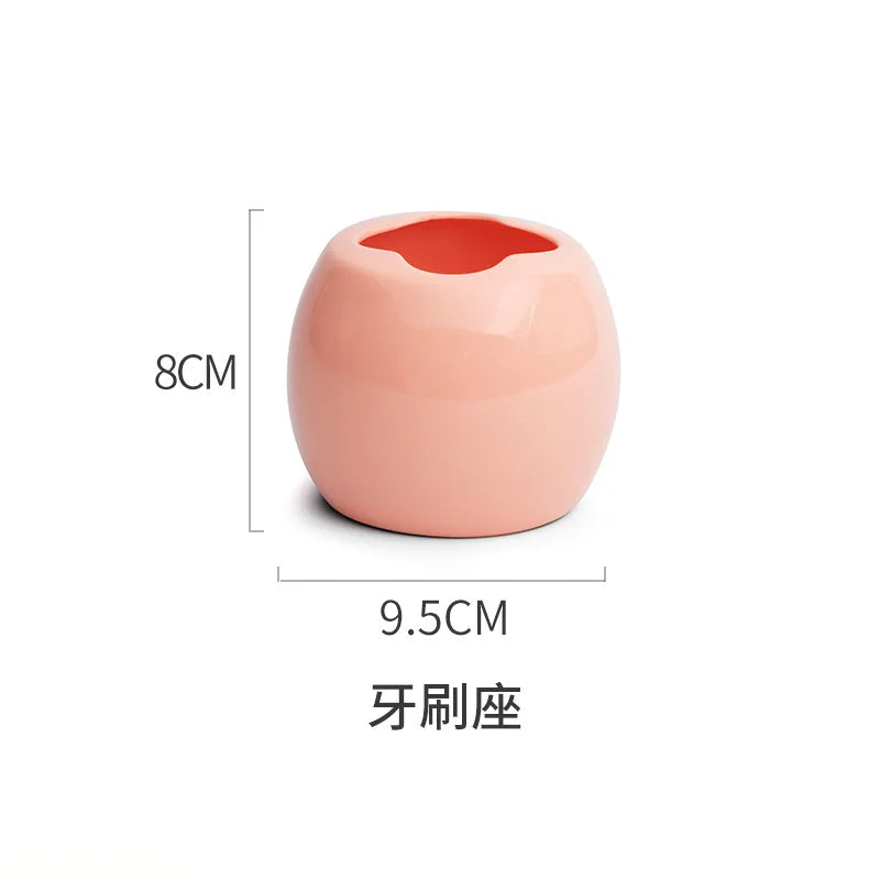 ensemble accessoires salle bain porcelaine moderne distributeur savon gobelet porte brosse dents