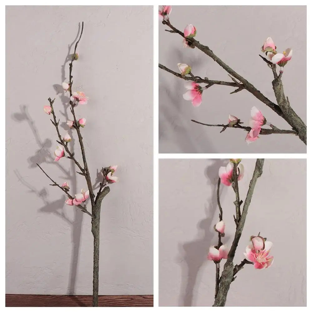 décoration intérieure bouquet fleurs prunier artificielles rose blanches vase transparent minimaliste asian