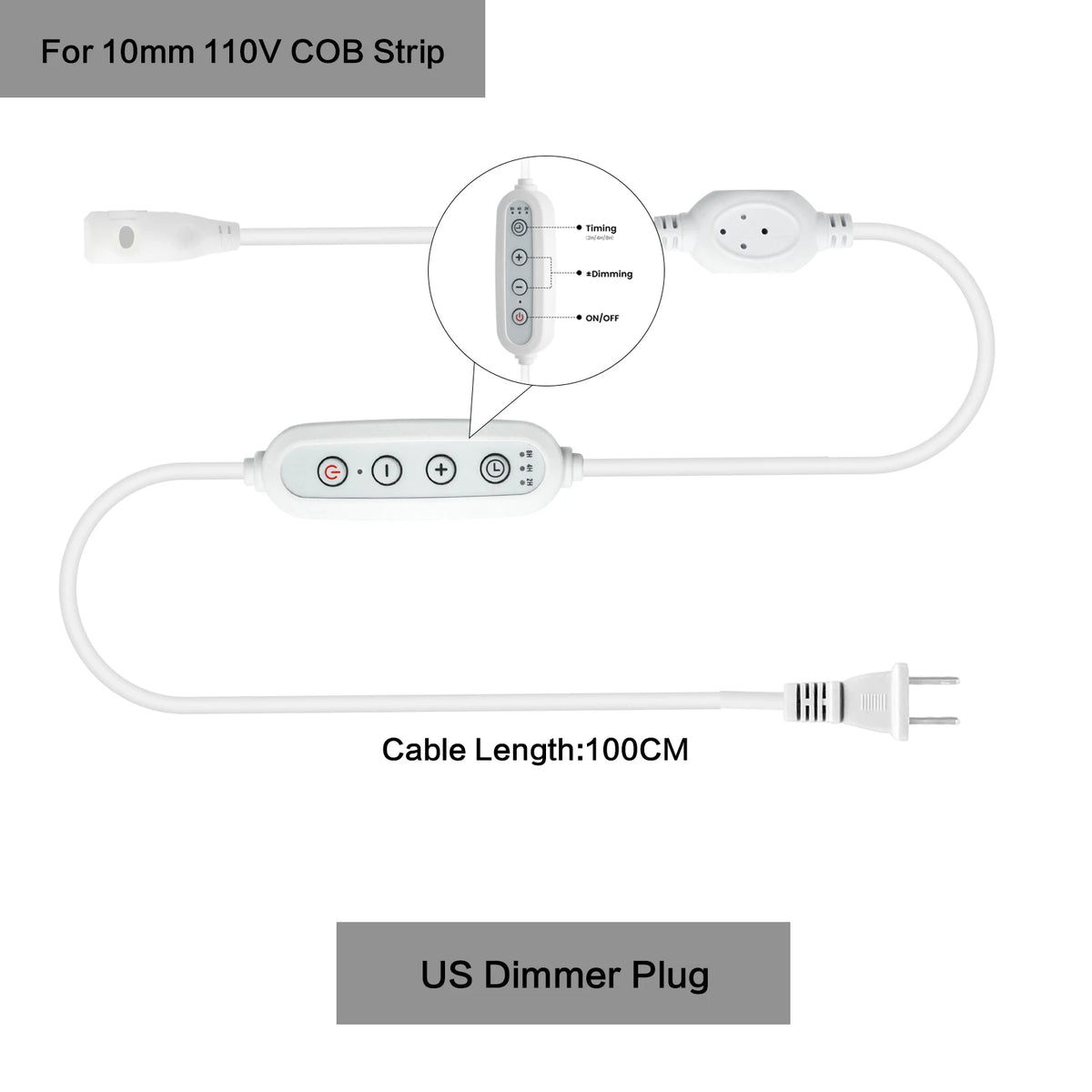 adaptateur led commutateur atténuation blanc moderne câble puissance 100cm prises eu uk us