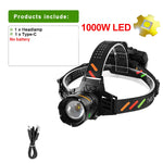 lampe frontale rechargeable led noir vert tissu points couleur chargeur type batteries 18650