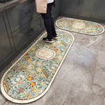 tapis sol antidérapant couleur beige floral classique intérieur extérieur cuisine salon