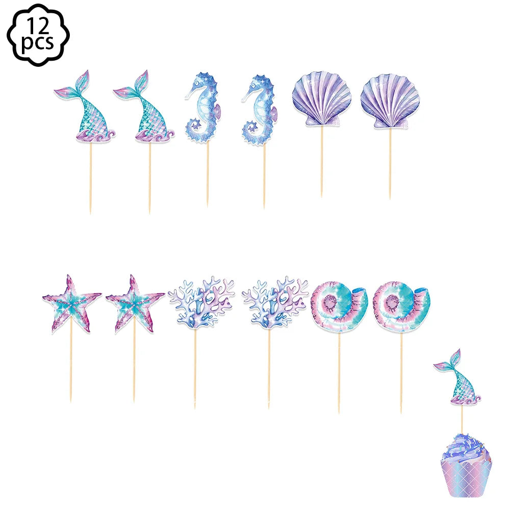 décorations fête anniversaire thème sous marin ballons sirènes guirlande happy birthday motifs poissons coquillages