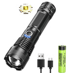 torche rechargeable led puissante zoom camping résistante autodéfense lisse noire