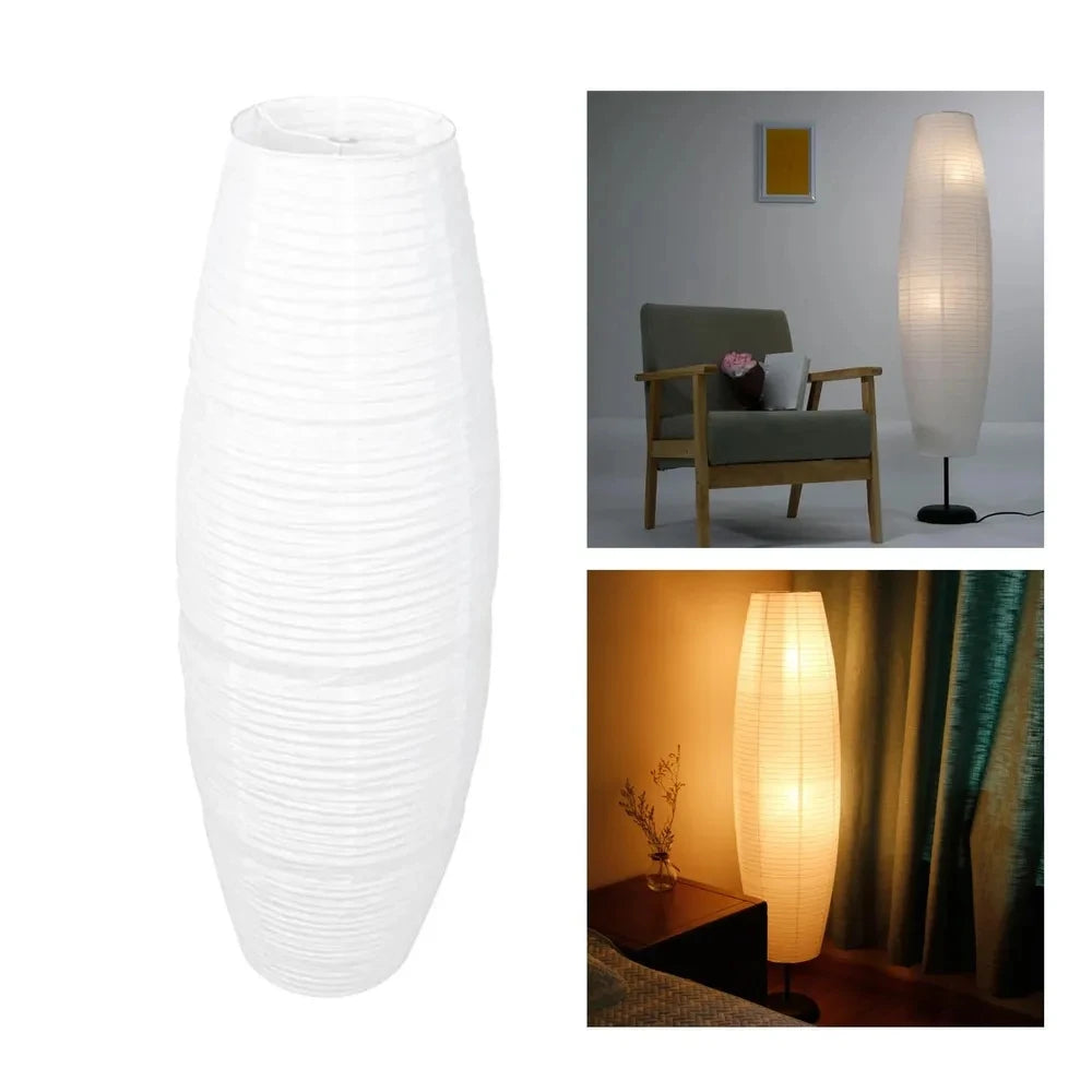 abat jour blanc contemporain semi transparent japonais minimaliste pied métal noir