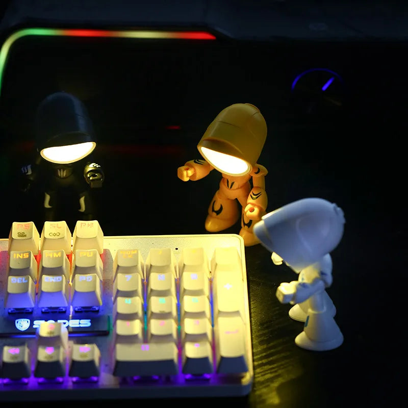 lampe table robotique led noir blanc bleu vert rouge moderne minimaliste enfants chambre veilleuse