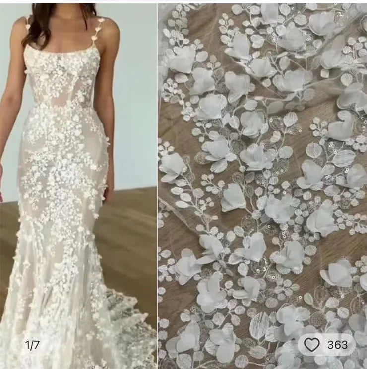 tissu dentelle mariage motif floral 3d élégant opacité broderie tulle français écologique soluble eau