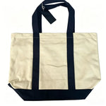 sac main toile beige bleu marine ours motif casual fermeture glissière portable quotidien travaux