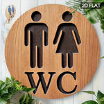 décoration murale panneau wc bois naturel silhouette humaine 2d flat 20x20cm