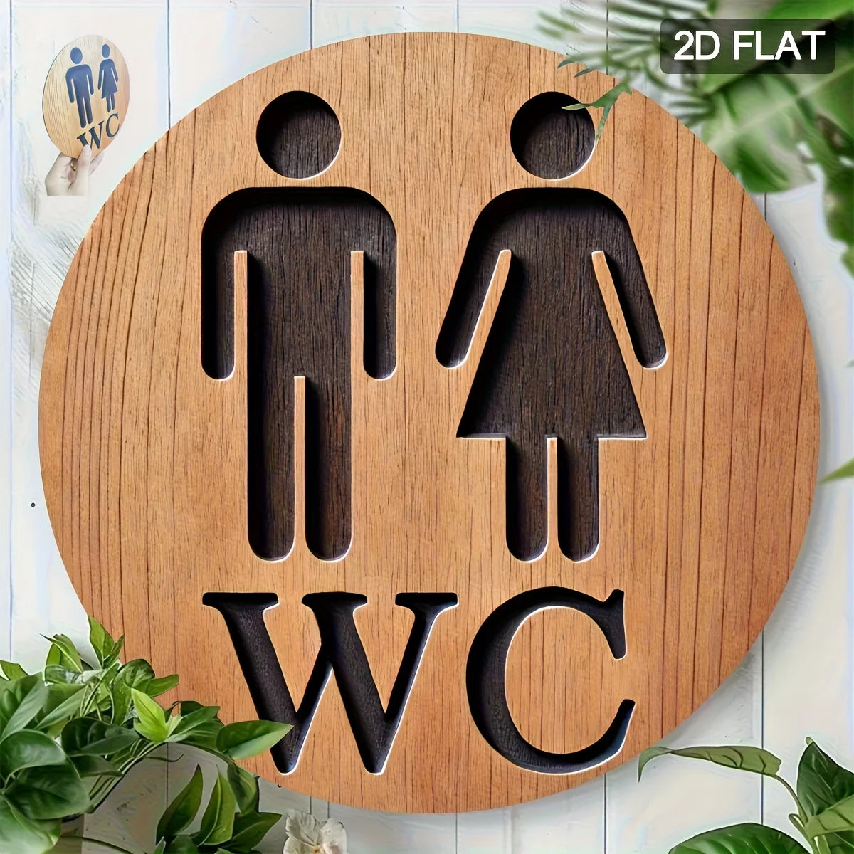décoration murale panneau wc bois naturel silhouette humaine 2d flat 20x20cm